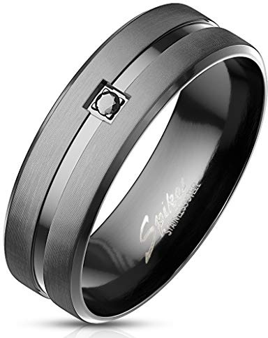 Paula & Fritz® Schwarzer Edel-stahlring matt 8mm breit schwarzer Zirkonia Damen-Ring Herrenring Verlobungs-Ring Freundschaftsring Partnerring 60 (19.1) – 72 (22.9)