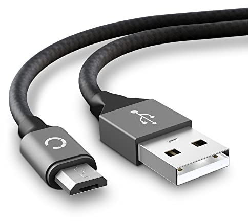CELLONIC USB Kabel 2m für Kamera Handy Smartphone Navigation Headset Tablet Ladekabel Micro USB auf USB A 2.0 Datenkabel 2A grau Nylon