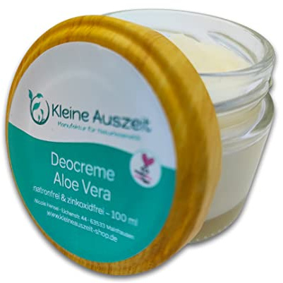 Kleine Auszeit Manufaktur, Natronfreie Deocreme Aloe Vera, hochwirksam ohne Aluminium, Natron oder Zinkoxid, plastikfrei, vegan, ohne Palmöl, 30 ml