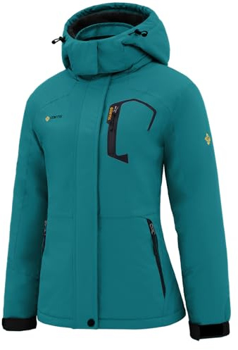 GEMYSE Women's Ski Snow Jacket Warm Winter Waterproof Coat Snowboard Rain Jacket Hooded Windproof Windbreaker（Moonblue,Large）