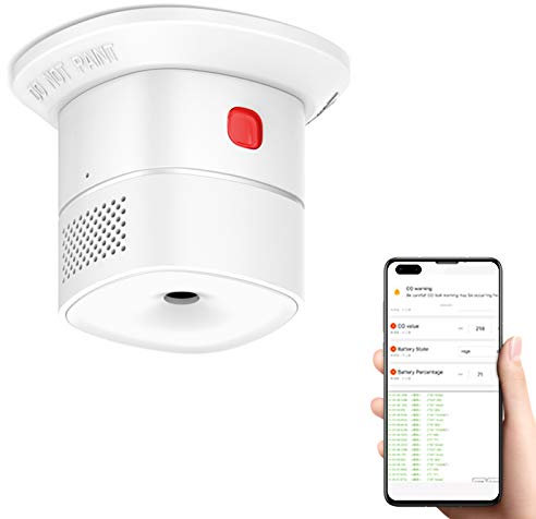 HEIMAN Allarme rilevatore di monossido di carbonio Wifi, EN 50291, Rilevatore di allarme CO a batteria sostituibile,