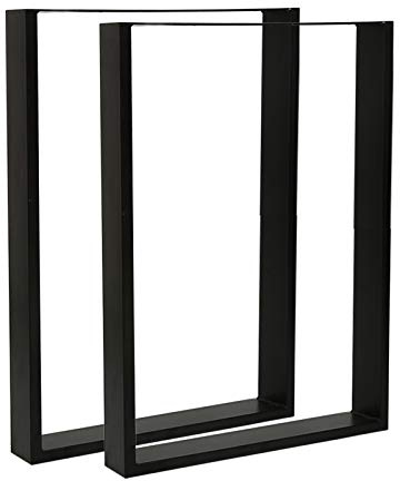 meihe Pieds de Table Lot de 2,Pied de Table en Acier,Pied de Meuble,Pieds de Meuble Table à Manger avec Protecteur de Sol et Accessoires de Montage Métal 60 x 72 cm(Noir)