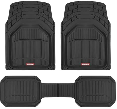 Motor Trend 943-BK FlexTough Defender Car Floor Mats -Next Generation Deep Dish Heavy Duty Contour Liners for Car SUV Truck & Van-All Weather Protection, Trim to Fit Most Vehicles Black