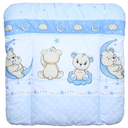 Baby Auflage Wickelauflage - Bärchen Blau - 70x50 cm 70x70 cm 70x85 cm Wickeltischauflage (70 x 85 cm)
