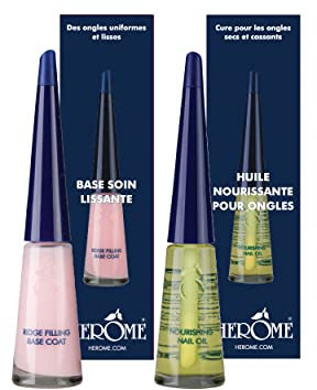 Herome Combi-Pack Pflegendes Nagelöl & Unterlack Gerillte Nagelplatten Rillenfüller(Nourishing Nail Oil & Ridge Filling Base Coat) - 2 * 10ml.