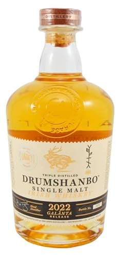 DRUMSHANBO - Single Pot Still Irish Whiskey - 43% Alcool - Origine : Irlande - Notes d'épices et de fruits secs - Vieilli en fûts d'oloroso et de bourbon - 70 cl