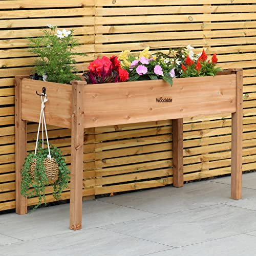 Woodside Raised Wooden Garden Bed Planter for Plants & Vegetables, Outdoor Elevated Herb Box