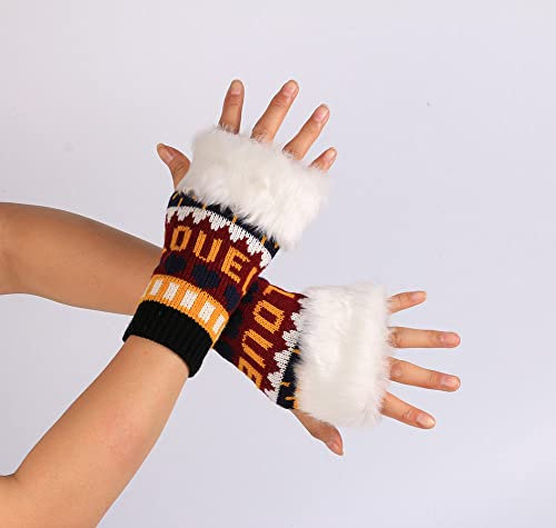Liyinco Frauen Bunte Fingerlose Handschuhe Winter Gestrickte Warme Verdickte Halbfingerhandschuhe Süße Schreib- Und Lesehandschuhe Wein Einheitsgröße