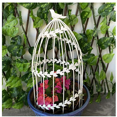 NOIRDA Garten Rankhilfe Aus Metall, Tomatenkäfig Für Topfpflanzen, Obelisk-Spalier Im Vintage-Stil Für Kletterpflanzen, Rosen, Gemüse, Reben, Freistehendes Rankspalier Design (Color : White)
