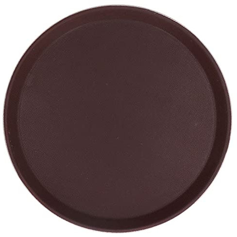 Plateau de Service Rond Antidérapant, Plateau de Service en Caoutchouc Antidérapant, Plateau de Cafétéria pour Boissons, Cuisine, Bars(钢化40cm（圆）)