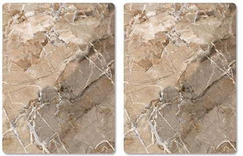 Pagnanno Hob Covers Chopping Board Pack of 2 - Versatile Kitchen Board Glass Worktop Savers - Heat Resistant Sink Boards, Worktop Protectors - Marble Effect Grey (Design 2, 50x40CM)