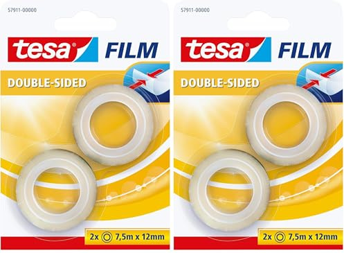 Tesa 57911-00000-00 Tesafilm 2X Nastro Biadesivo, 7,5m:12mm, in Blister (Confezione da 2)