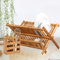 Foribyw Dish Drying Rack 2 Tier Bamboo Dishes Drainer Rack 20 Slots Bowl and Plate Holder with Utensil Holder Folding Wood Kitchen Rack for Counter