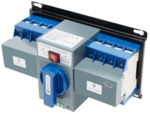 Xigner Umschalter 4-polig, Nockenschalter Netzstrom 6A-63A, Automatischer Umschalter Indikator Licht Display Isolationsspannung AC690V, Blau-Schwarz, Kippschalter, Drehbar, EIN-AUS-EIN