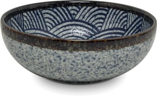 Lujo - Cuenco - Azul ola japonesa - Edo japan - Ø21 cm - Grande - Platos de cerámica - Cuenco de porcelana - Cuenco de fruta - Ensaladera - Ensaladera - Juego de cuencos - Ensaladera - Ensaladera -