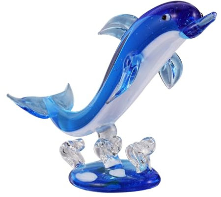 TOPPERFUN Sculpture de dauphin en verre faite à la main pour salon et chambre à coucher, 10 cm, en cristal, décoration de table