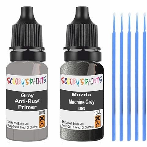 SCOOBYS PAINTS BACK IN THE MIX Touch Up Paint For Mazda Machine Grey 46G Scratch Stone Chip Repair With Grey Primer