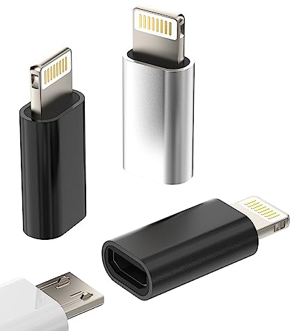 Adaptador de cargador micro USB hembra a Lightning macho (paquete de 3) cable de carga Android compatible con Apple iPhone 11, 12, 13, 14, Pro Max, Mini, Xs Se 7 x 8 Plus para iPad Air
