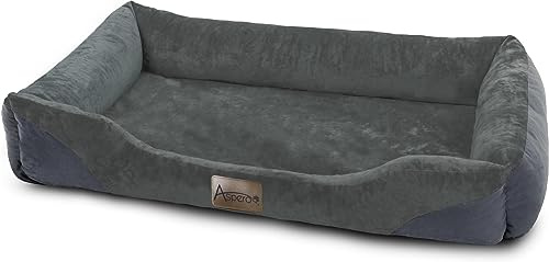 normani Hundebett Hundekissen für kleine, mittelgroße und große Hunde - waschbare Hundekörbchen mit hohem Rand 80x120, 70x100, 60x80, 40x50 Anthrazit 50 cm x 60 cm