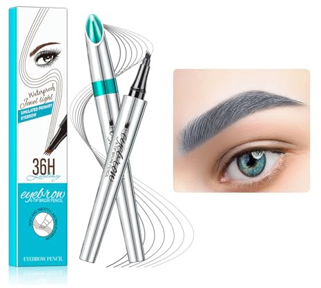 Wasserdichter 3D Augenbrauenstift,Augenbrauenstift,Wischfest Langanhaltenden Augenbrauenstift Microblading,3D Augenbrauenstift,Kann Leicht Natürliche Augenbrauen Brauen (Grau)
