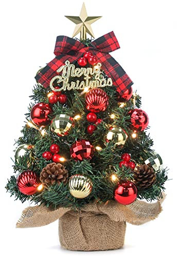 Mini Weihnachtsbaum Kleiner Weihnachtsbaum mit Beleuchtung LED Tisch Weihnachtsbaum klein künstlich geschmückt für Weihnachten Deko 60cm