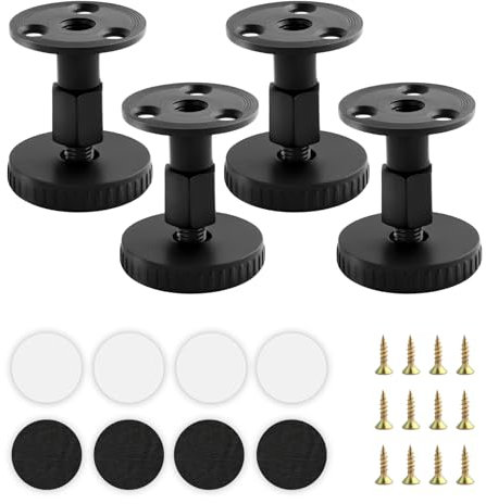 ZUYIST 4 Stück Möbelfüße Verstellbar, 24-62mm Höhenverstellbare Füße für Möbel, Möbelfüße Schwarz aus Kohlenstoffstahl, rutschfeste Schrankfüsse mit 2 Installationsmethoden für Tische Schränke