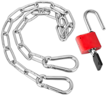 Gate Chain Lock, Outdoor Security Chain with Padlock, Steel Metal Lock with Carabiners for Fences, Garden Gates, Cages, Animal Enclosures, Bin Lock