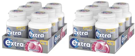 Extra White Bubblemint Chewing Gum, 2 Cases with 6 Packs of 46 Pieces Each