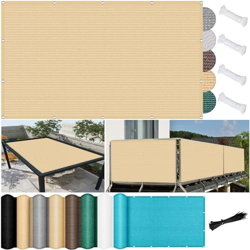 Extra Large Sun Shade Sail 5.9x17.4ft 95% UV Block Sun Shade Canopy for Garden Patio Pergola Sand Yellow Shade Cloth with Rope Included