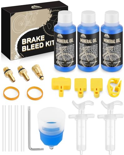 mtbtour Entlüftungskit für MAGURA Scheibenbremsen, Bremsen Entlüftungskit Enthält 180 ml Mineralöl-Bremsflüssigkeit und Metalladaptern