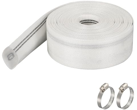 Platt slang avloppsslang, 10 m brandkårsslang, tygslang-set, industrislang med slangklämma för jordbruksbevattning i trädgårdspump (10 m x 50 mm)
