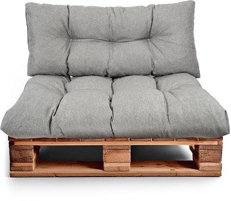 Best Wool Cojines para palets Resistente a Las Condiciones climáticas – cojin de Asiento 120x80cm + Respaldo 120x40cm – cojin Palet Relleno de Espuma granulada - en la terraza y en el jardín