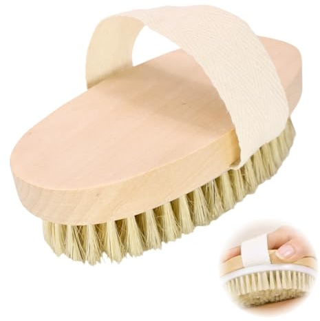 1 pieza de cepillo seco, cepillo corporal, cepillo exfoliante, cerdas naturales – contra la celulitis, para drenaje linfático y reafirmación de la piel, ideal para masaje en seco y ducha