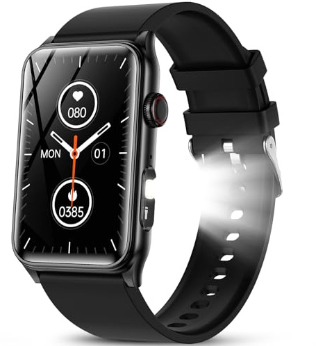 2025 Nuovo Smartwatch Uomo con Torcia LED,1,57''Salute Orologio Fitness Tracker con Pressione Sanguigna/Sonno/SPO2/Cardiofrequenzimetro,130+Modalità Sportive,Smartband per Android e iOS