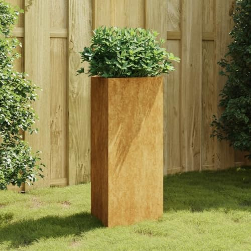 Pot de Fleurs with Acier Corten, Résistant aux Intempéries, Design Décoratif, Jardinières Extérieur, Bac à Fleurs Extérieur, Jardinière Balcon, Balconnière Extérieure, Marron, 40 x 34.5 x 75 cm