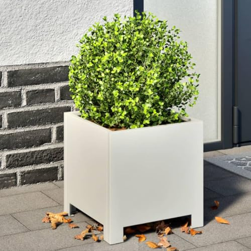 CKioict Pflanzkübel 2 STK. Weiß pflanzenkübel pflanztopf Outdoor for Terrasse Innen 30x30x30 Stahl