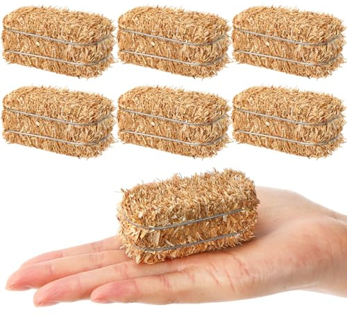 Maasechs Mini-Heuballen, Miniatur-Heuballen zur Dekoration, kleiner dekorativer Strohhalm für Oster-Szene, rustikale Hochzeit, Western-Cowboy-Thema, Geburtstagsparty-Dekorationen (6,6 x 3,1 x 3,1 cm)