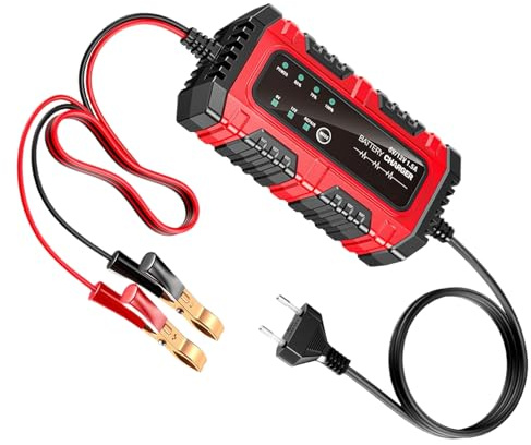 Fierudeng Cargador y Mantenedor de Baterías,1.5A 6V/12V Cargador de Mantenimiento para Batería de Camión | Mantenedor Automático para Automóvil Camioneta Y Moto | Reparación Y