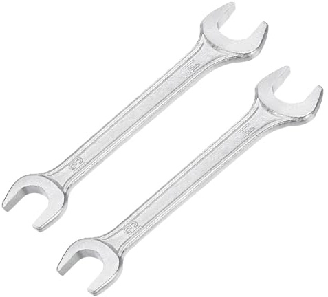 Mandouer 2pcs Spanner Set, 13mm × 14mm Double Open End Wrench, Galvanised Threaded Steel Metric Spanner for Automotive Repair, Industrial Equipment and DIY Tasks