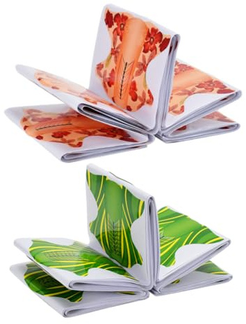 Pegatinas Guía para Extensión de Uñas de Gel Uv, 200 Piezas de Papel | Verde y Naranja, Uso Profesional Casa, Diseño de Curva, para Decoración y Guía de Uñas