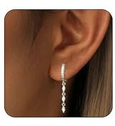 Lunvky 14K Gold Plated Dangle Earrings for Women Dainty Silver Drop Earring Trendy Long Dangling Wedding Bridesmaid Hoop Diamond Crystal Cute Earring Prom Jewelry Birthday Gifts