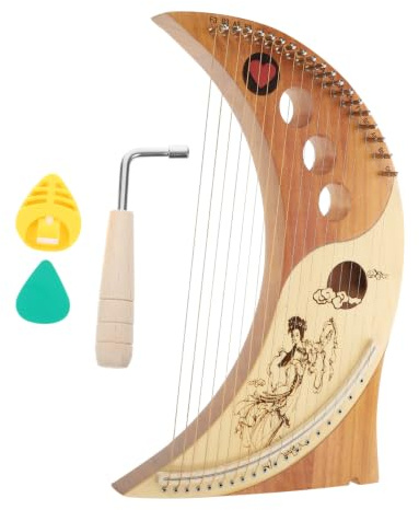 CHICAMPERA Holzleierharfe 19-saitig aus Zedernholz mit Extra Saiten und Pick Kasten Leichtes und Zierliches Musikinstrument für Anfänger und Kinder Zufällige Farbe