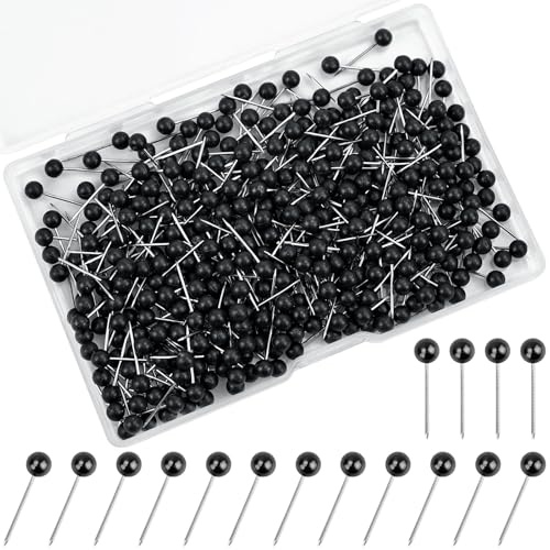JAXICREY 400 Stück Pinnadeln Schwarz, Pinnnadeln Pinnwandnadeln Pinnwand Nadeln Pin Nadel Nadeln Pinwand Pins Pinnnadeln Pinnwand Schön Stecknadeln mit Kopf Pinnwand Pinnadel für Karte Foto Wand
