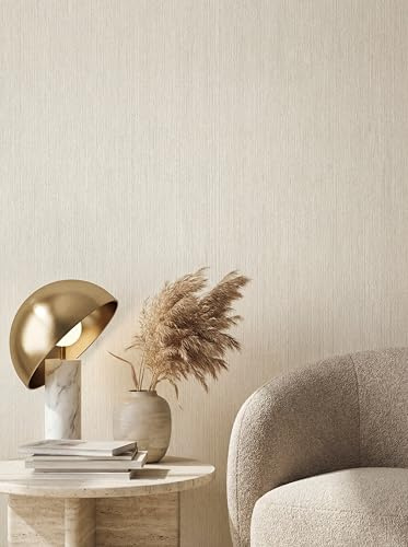 Newroom Vliestapete Creme Uni Wohnlich Strukturtapete Wohnzimmer | Leinenoptik mit mattseidigem Schimmer, Tapete für Schlafzimmer, Wandtapete für Flur und Büro