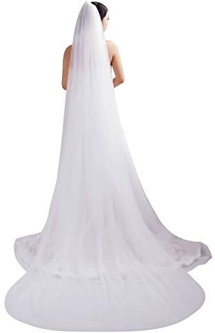 Brautschleier Frauen Beige weiß 3m Braut veil schön weich Elegant Extra lang modische Schleier mit kamm 2 Schicht für Hochzeit Wedding in Kathedrale Hochzeitsschleier passendes Brautkleid One Size