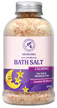 Beruhigendes Badesalz 600g mit Ätherischen Ölen Sandelholz & Lavendel und Bergamotte - Natursalz - Besten für Bad - Guter Schlaf - Entspannend - Körperpflege