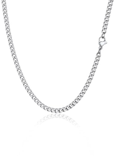 PROSTEEL Curb Cuban Link Cadena Cubana Acero Inoxidable 3mm Anchura 66cm Largo Estilo Punk