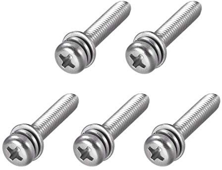 M5 x 25 mm Edelstahl Phillips Zylinderkopf Zylinderkopfschrauben kombinierbar mit Federring und flachen Unterlegscheiben, 5 Stück