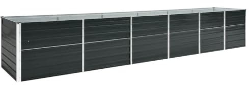 vidaXL Lit Surélevé Pot de Fleurs Bac à Plante Pot de Plante Jardinière Véranda Jardin Balcon Extérieur Acier Galvanisé 480x80x77 cm Anthracite