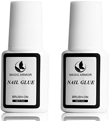 MAGIC ARMOR Nagelkleber Extra Stark mit Pinsel, für kunstnägel tips, Professionelle Nagelkleber zum Reparieren von eingerissenen für Press On Nails, Schnelltrocknend Salon Quality (7ml)